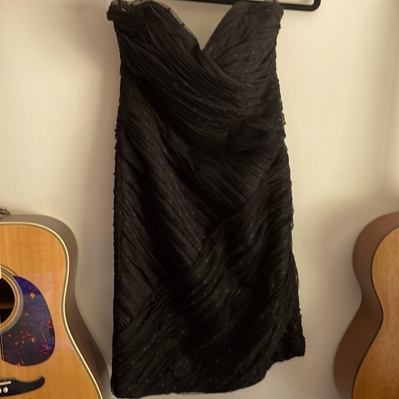 1971 Reid’s Strapless Rutched Black Minidress Size 4 - Picture 1 of 5